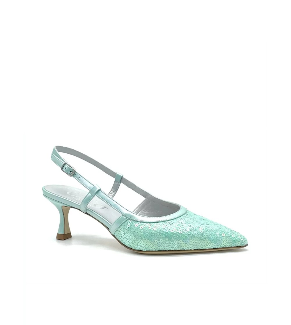 Elata Slingback Punta Paillettes Braccialetto Menta