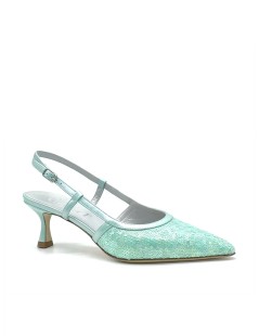 Elata Slingback Punta Paillettes Braccialetto Menta
