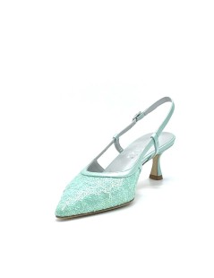 Elata Slingback Punta Paillettes Braccialetto Menta