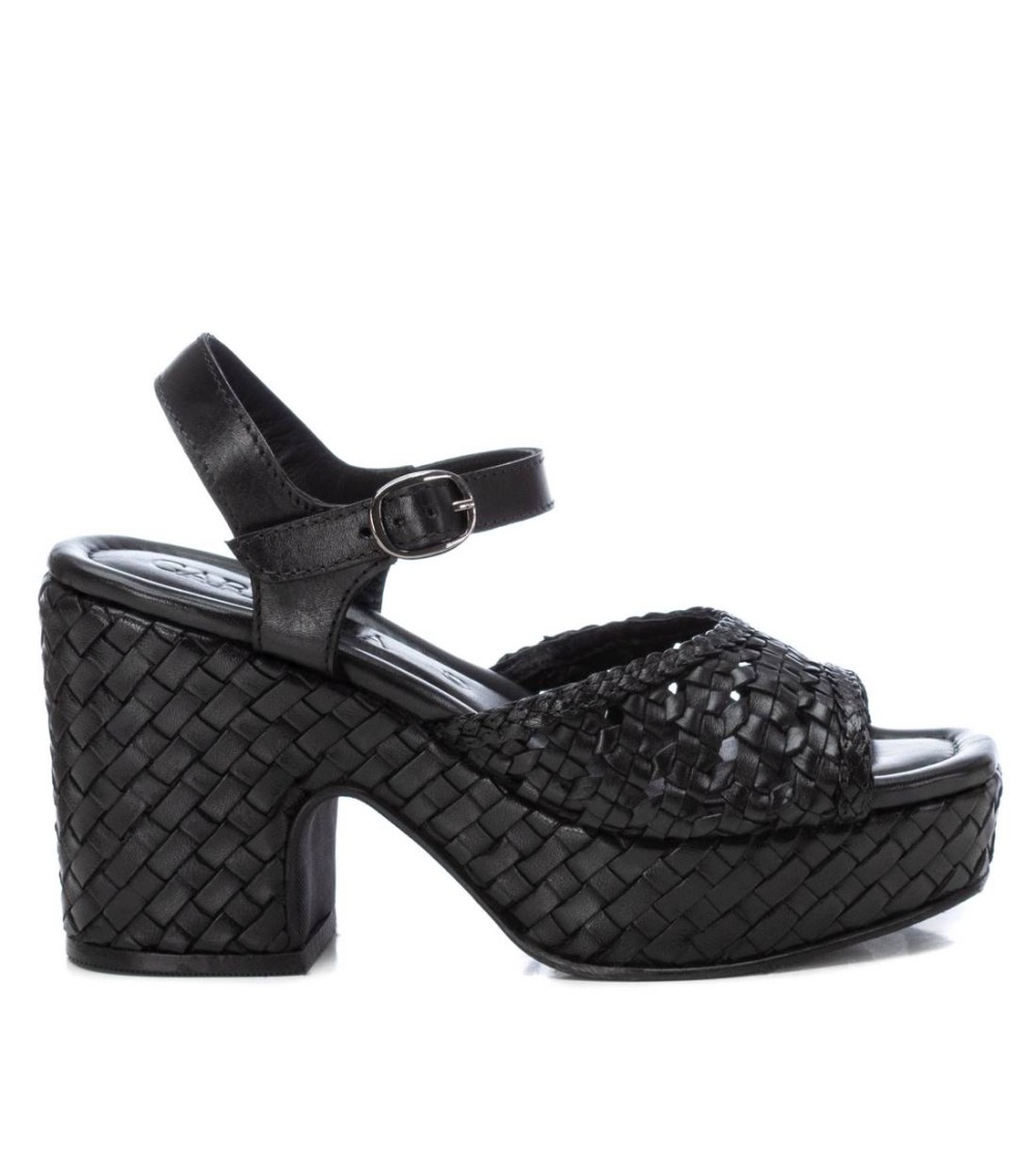 Carmela Sandalo Tacco Platform Braccialetto intreccio Nero