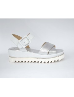 Luca Grossi Sandalo Platform con Incrocio Laminato Argento