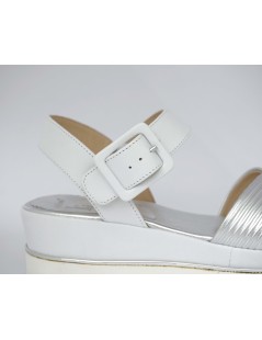 Luca Grossi Sandalo Platform con Incrocio Laminato Argento