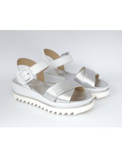 Luca Grossi Sandalo Platform con Incrocio Laminato Argento