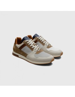Ambitious Snekaers Balance Vaschetta Tessuto Pelle Bianco Grigio Cammello