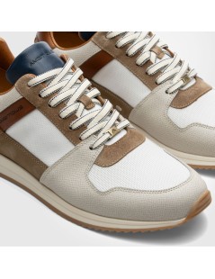 Ambitious Snekaers Balance Vaschetta Tessuto Pelle Bianco Grigio Cammello