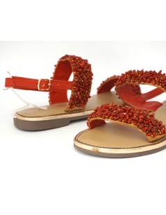 Pregunta Sandalo Positano Basso Doppia Fascia Corallino Rosso