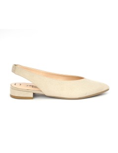 Pregunta Slingback Punta con Tacco Basso Camoscio Beige