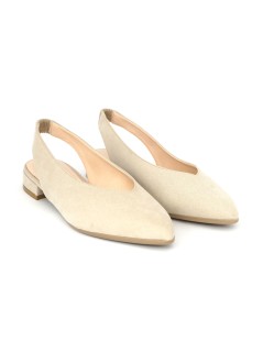 Pregunta Slingback Punta con Tacco Basso Camoscio Beige