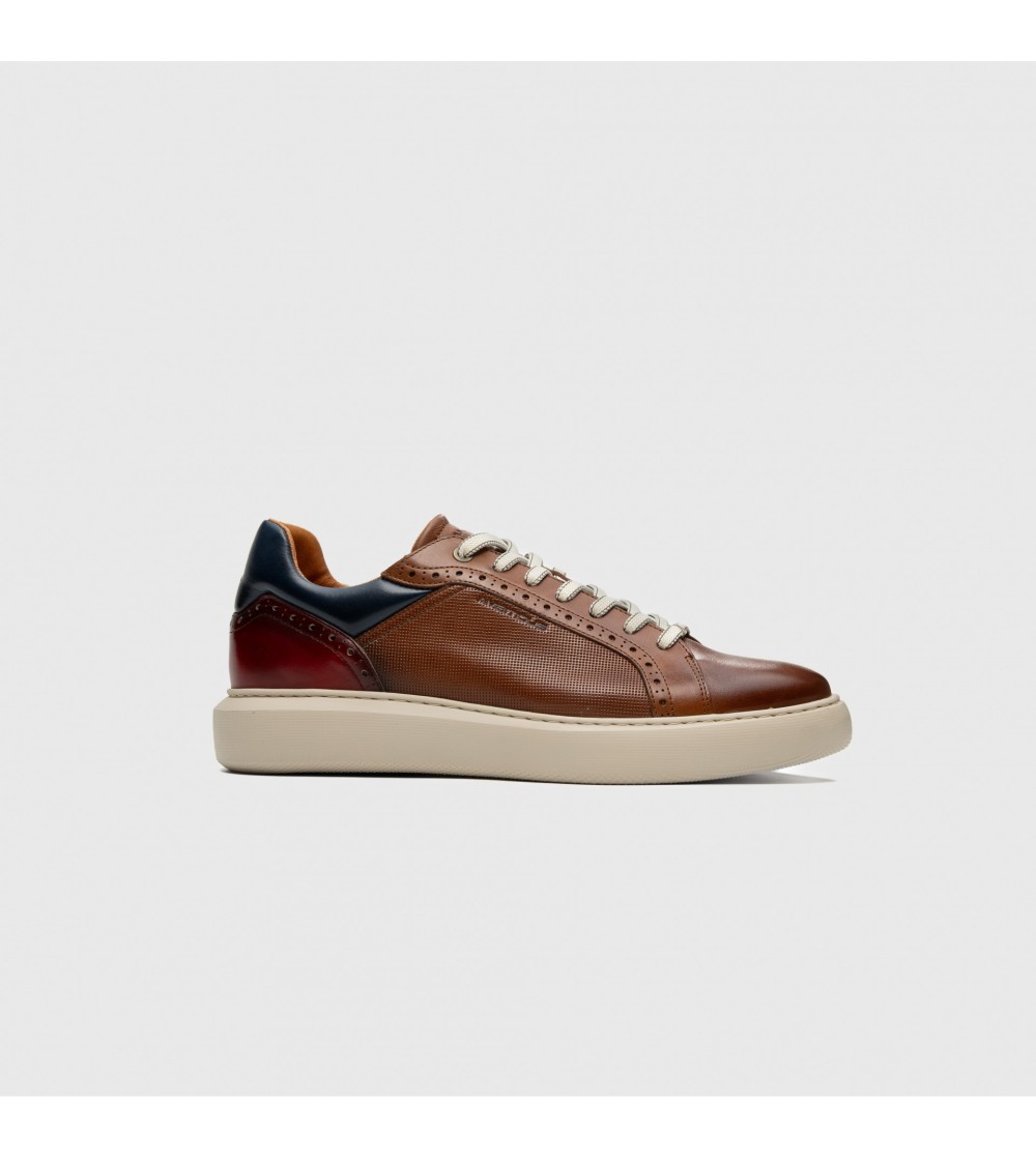 Ambitious Sneakers Cassetta Bicolore Fondo Alto Cognac