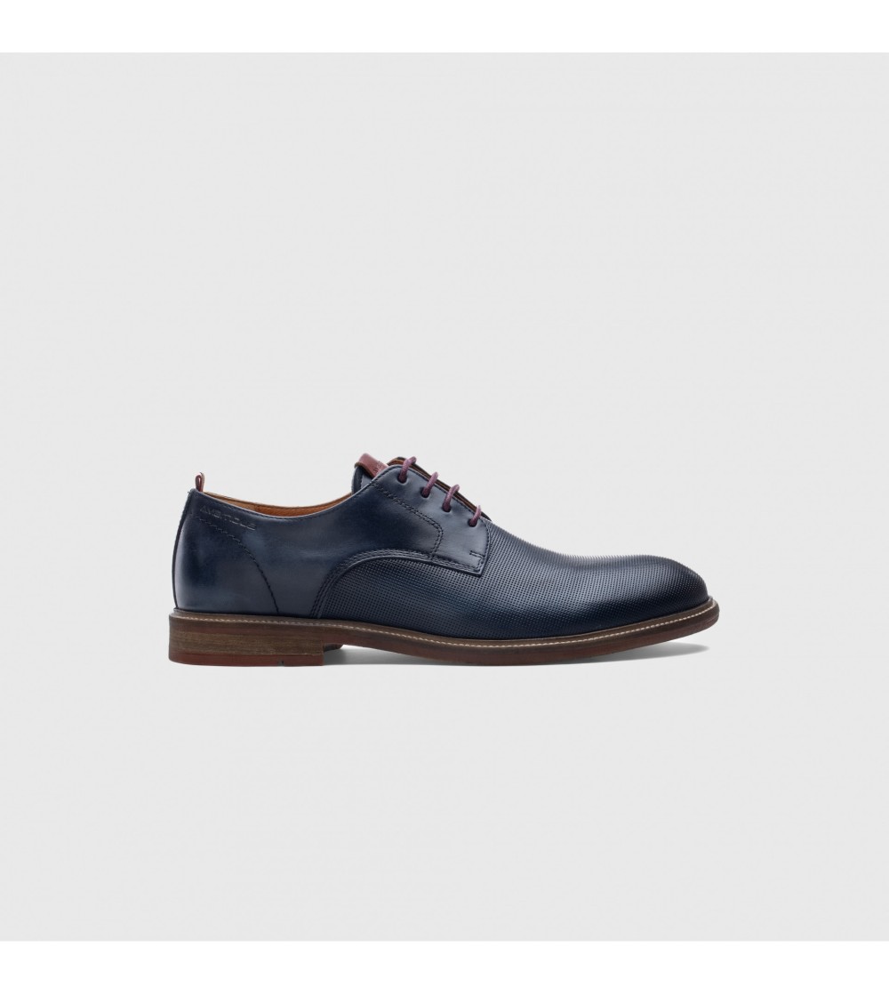 Ambitious Stringata Derby Traforata Fondo Gomma Cuciture Blu
