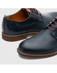 Ambitious Stringata Derby Traforata Fondo Gomma Cuciture Blu