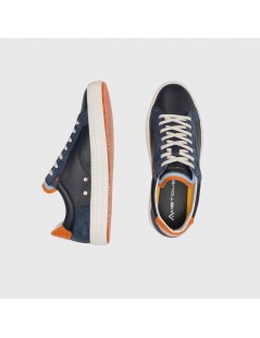 Ambitious Sneakers Pelle Cassetta Dettagli Camoscio Blu