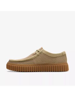 Clarks Stringate Torhill Vaschetta Fondo Rigato Tessuto Legno