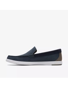 Clarks Mocassino Slipon Liscio fondo Bianco Nabuk Navy Scuro