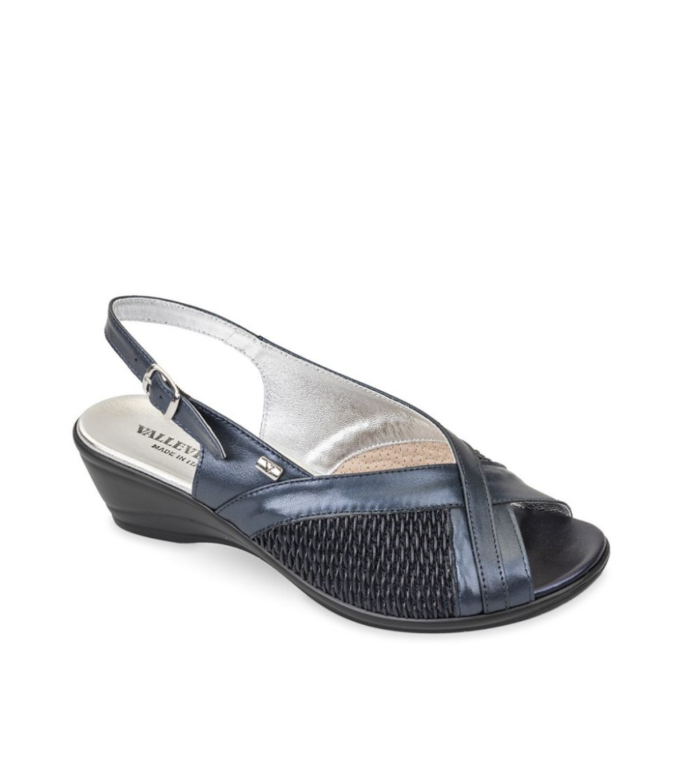 Valleverde Sandalo Comfort zeppa Media Elasticizzato Blu