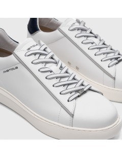 Ambitious Sneakers Fondo Cassetta Cuciture Retro Cocco Bianco Blu