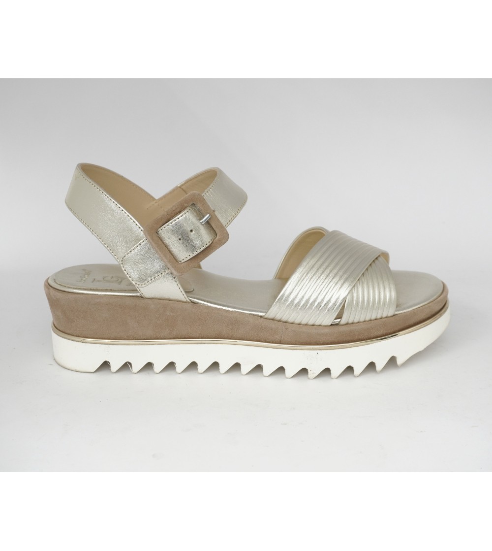 Luca Grossi Sandalo Platform Incrocio Laminato Platino