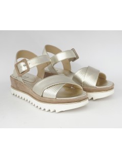 Luca Grossi Sandalo Platform Incrocio Laminato Platino