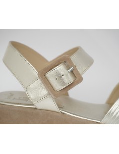 Luca Grossi Sandalo Platform Incrocio Laminato Platino