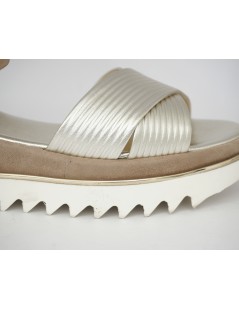 Luca Grossi Sandalo Platform Incrocio Laminato Platino