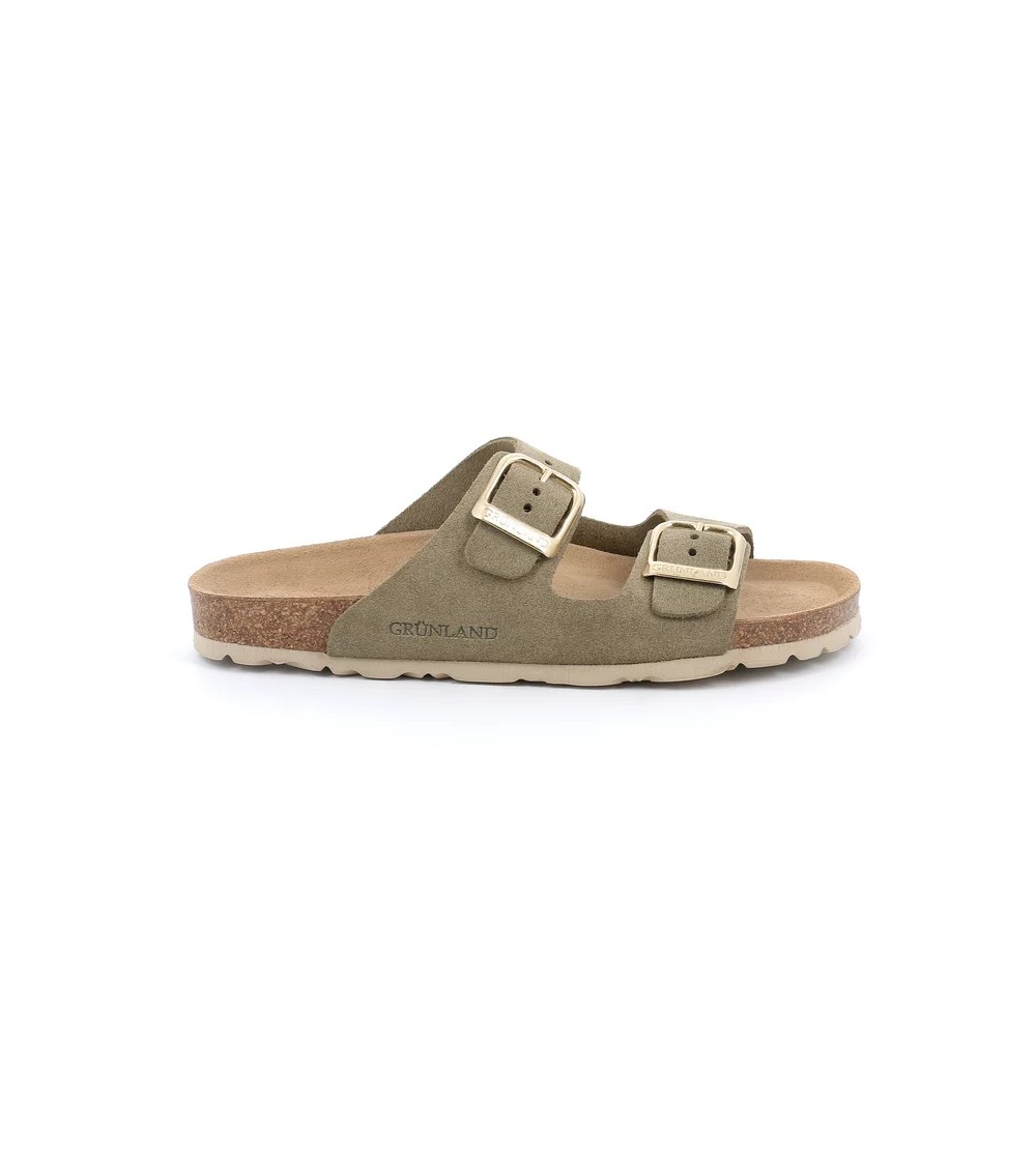 Grunland Ciabatta Arizona Biosoft 2 Fibbie Camoscio Oliva