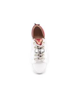Lorenzo Mari Sneakers a Cassetta con Dettagli Laminati Bianco