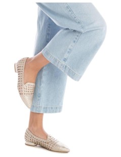 Carmela Mocassino Tacco Basso Punta Pelle Intrecciata Oro