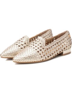 Carmela Mocassino Tacco Basso Punta Pelle Intrecciata Oro