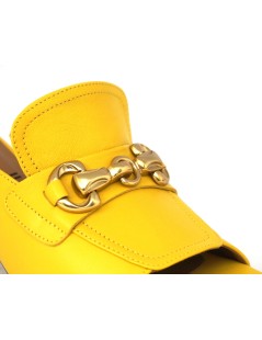 Le Gazzelle Ciabattina Tacco Medio Monofascia Morsetto Senape