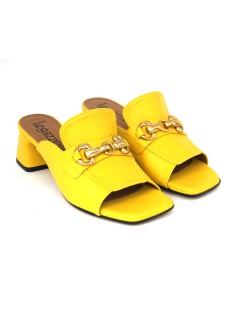 Le Gazzelle Ciabattina Tacco Medio Monofascia Morsetto Senape