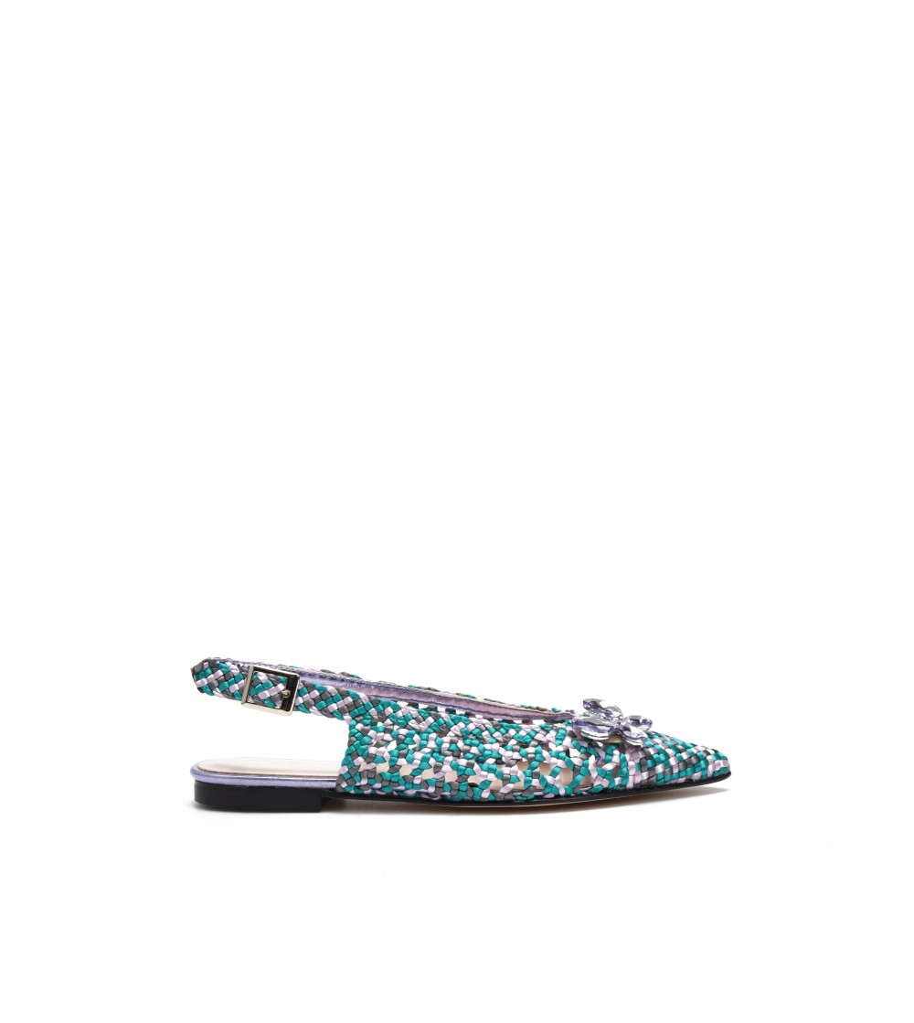 Hego's Slingback Traforata Punta Chiusa Gioiello Farfalla Glicine