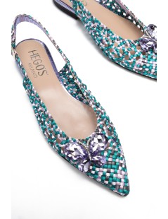 Hego's Slingback Traforata Punta Chiusa Gioiello Farfalla Glicine