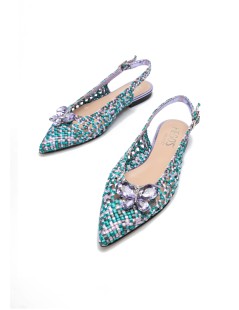 Hego's Slingback Traforata Punta Chiusa Gioiello Farfalla Glicine