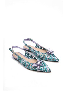 Hego's Slingback Traforata Punta Chiusa Gioiello Farfalla Glicine