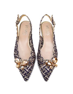 Hego's Slingback Traforata Punta Chiusa Gioiello Farfalla Talpa