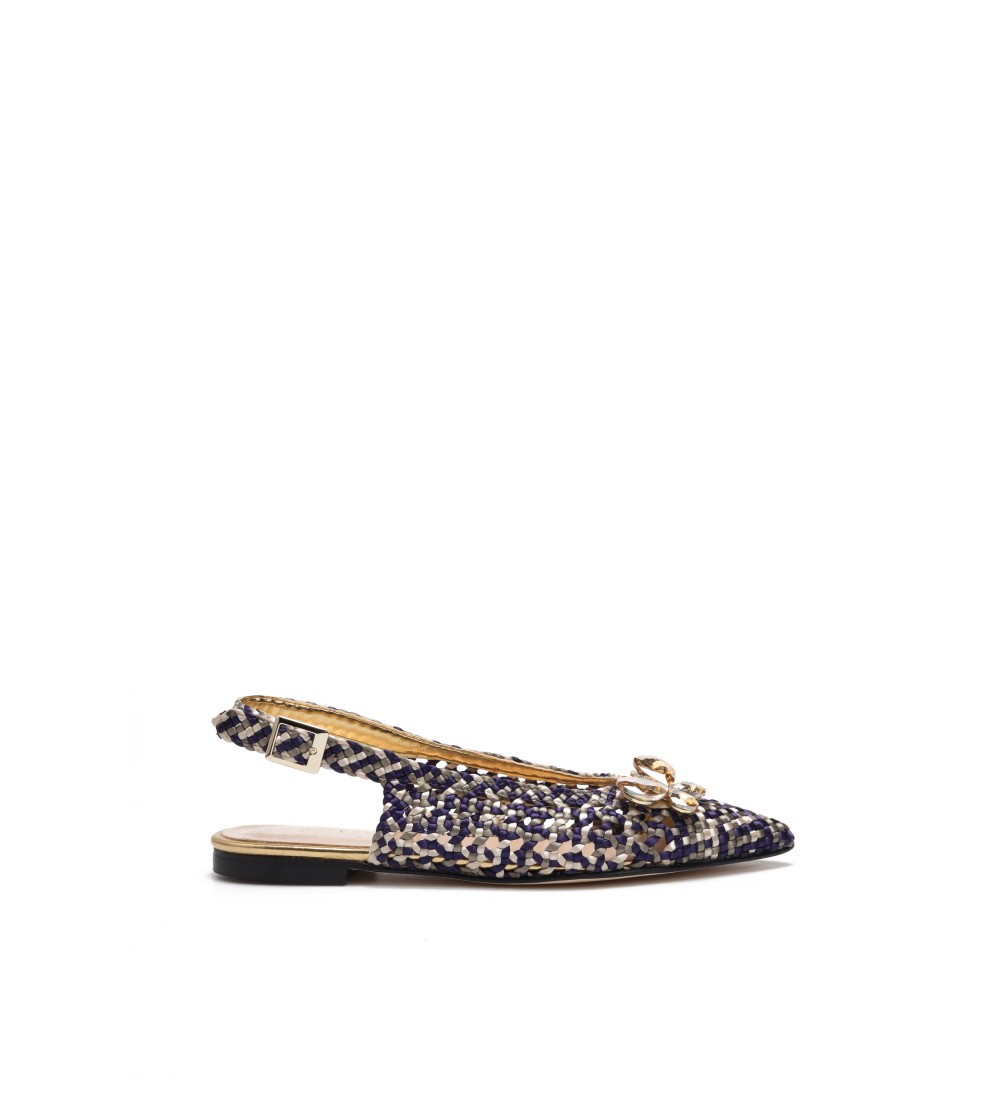 Hego's Slingback Traforata Punta Chiusa Gioiello Farfalla Talpa