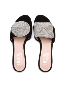 Hego's Ciabattina Fascia con Strass Spirale Nero