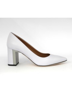 Le Gazzelle Decoltè Tacco Largo Punta Pelle Glicine