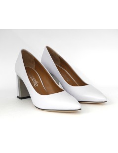 Le Gazzelle Decoltè Tacco Largo Punta Pelle Glicine