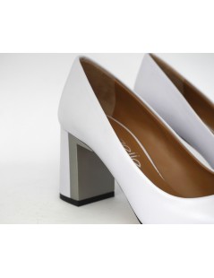 Le Gazzelle Decoltè Tacco Largo Punta Pelle Glicine