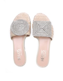 Hego's Ciabattina Fascia con Strass Spirale Beige