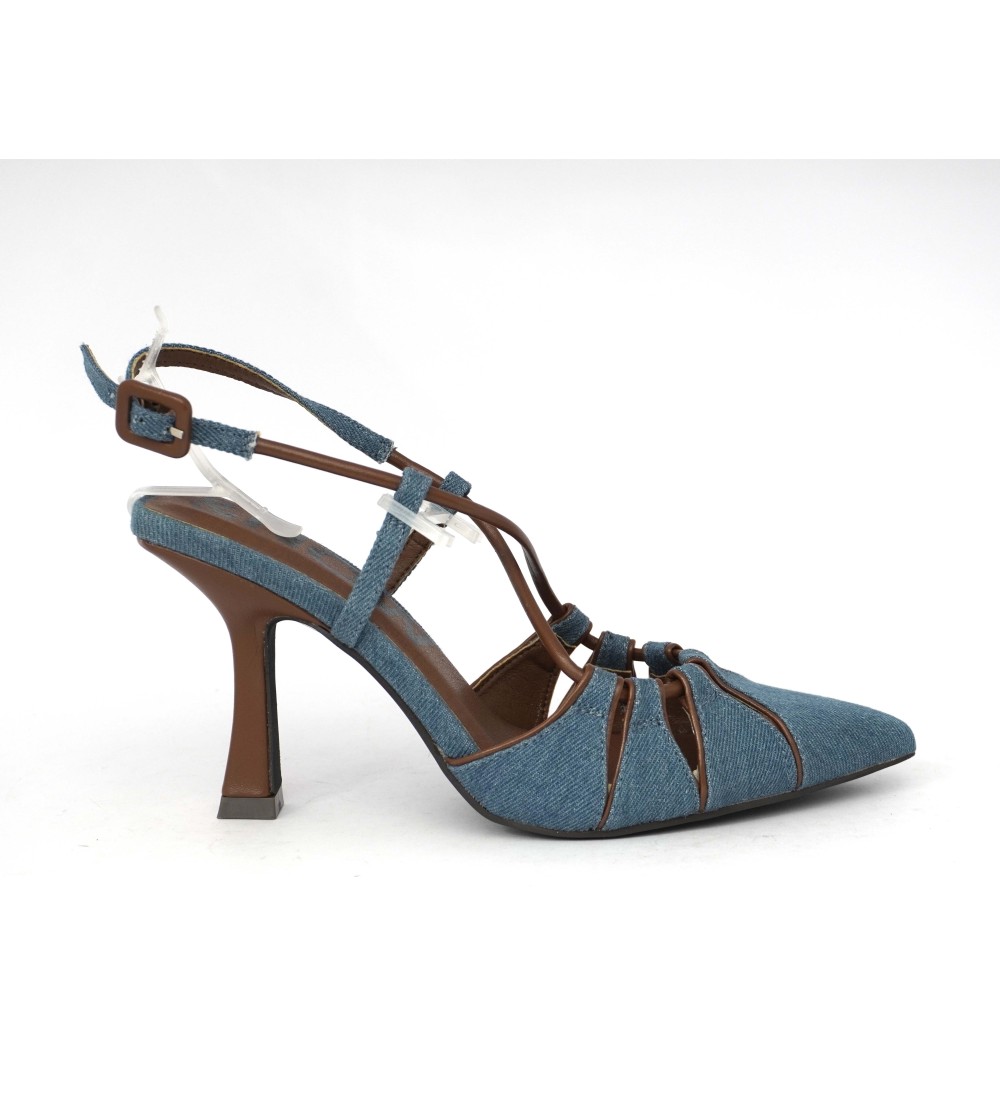 Menbur Slingback Tacco Alto Braccialetto Casual Tessuto Jeans