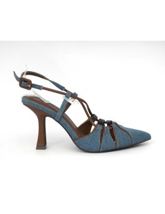 Menbur Slingback Tacco Alto Braccialetto Casual Tessuto Jeans