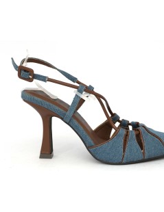 Menbur Slingback Tacco Alto Braccialetto Casual Tessuto Jeans