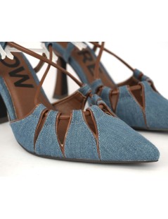 Menbur Slingback Tacco Alto Braccialetto Casual Tessuto Jeans