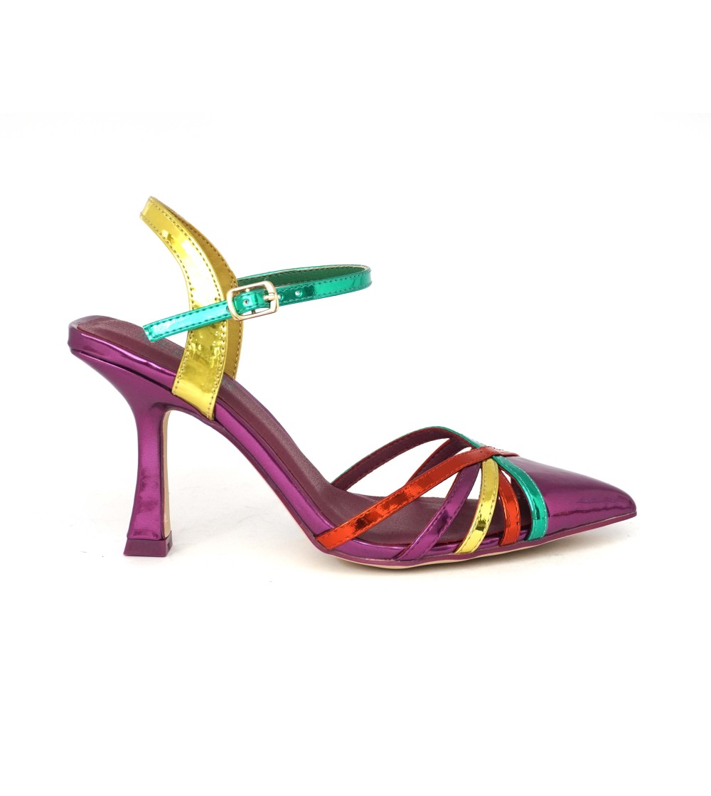 Menbur Slingback Punta Tacco Alto Fascette Multicolor
