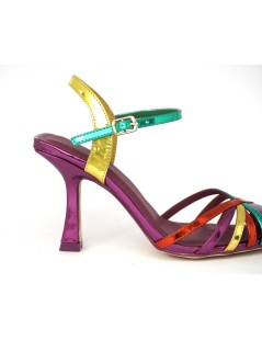 Menbur Slingback Punta Tacco Alto Fascette Multicolor