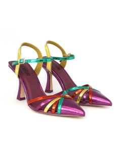 Menbur Slingback Punta Tacco Alto Fascette Multicolor