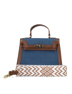 Menbur Bauletto Bags a Mano con Tracolla Tessuto Jeans