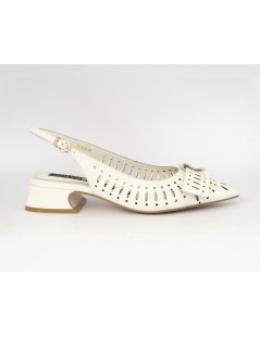 Luciano Barachini Slingback Tacco Laserata con Fiocco Pelle Gesso